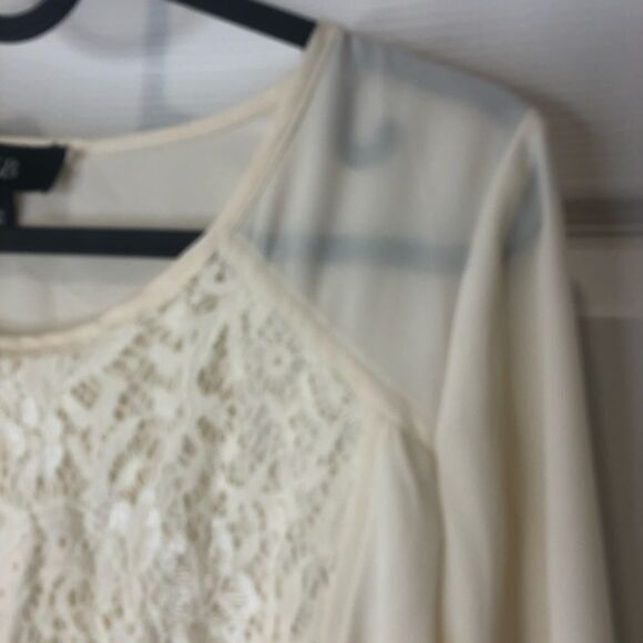 AGB sheer lace long sleeve high low blouse top, size medium - Picture 13 of 14